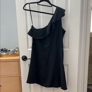 Blue Asymmetrical One Shoulder A line swing Dress